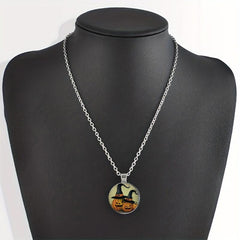 Vintage Two Pumpkin Heads Crystal Bead Necklace, Men Women Gift