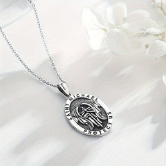 Cross Knight Round Pendant Necklace Women Jewelry