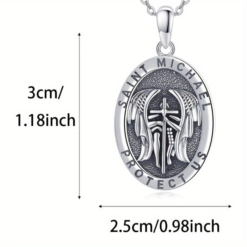 Cross Knight Round Pendant Necklace Women Jewelry