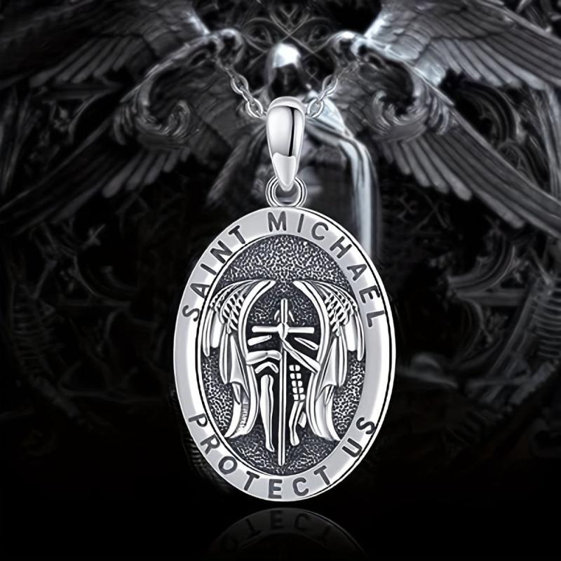 Cross Knight Round Pendant Necklace Women Jewelry