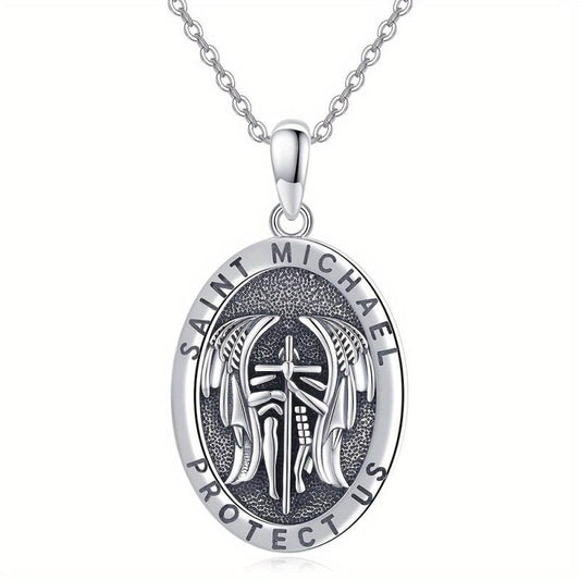 Cross Knight Round Pendant Necklace Women Jewelry