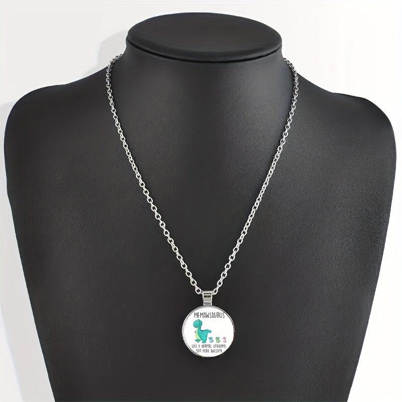 Dinosaur Crystal Bead Pendant Necklace Men Women Gift