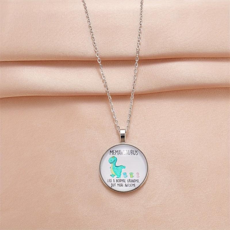 Dinosaur Crystal Bead Pendant Necklace Men Women Gift