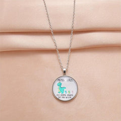 Dinosaur Crystal Bead Pendant Necklace Men Women Gift