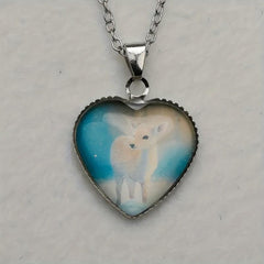 Deer Animal Heart Pendant Necklace - Lovely Necklace Toy Gift