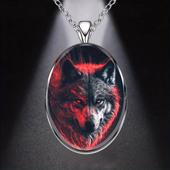 Hip Hop Animal Wolf Head Pendant Necklace for Women