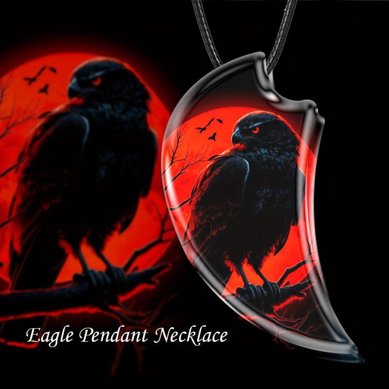 Eagle Resin Landscape Pendant Animal Necklace Gothic Vintage