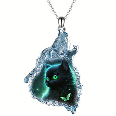 Triangle Crystal Pendant Cat Necklace Toy Gift