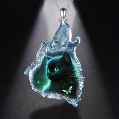 Triangle Crystal Pendant Cat Necklace Toy Gift