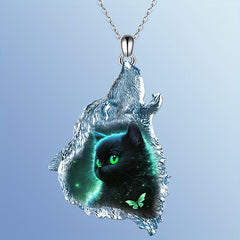 Triangle Crystal Pendant Cat Necklace Toy Gift