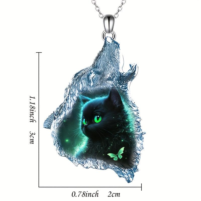 Triangle Crystal Pendant Cat Necklace Toy Gift