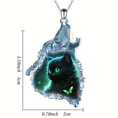 Triangle Crystal Pendant Cat Necklace Toy Gift