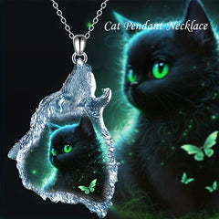 Triangle Crystal Pendant Cat Necklace Toy Gift