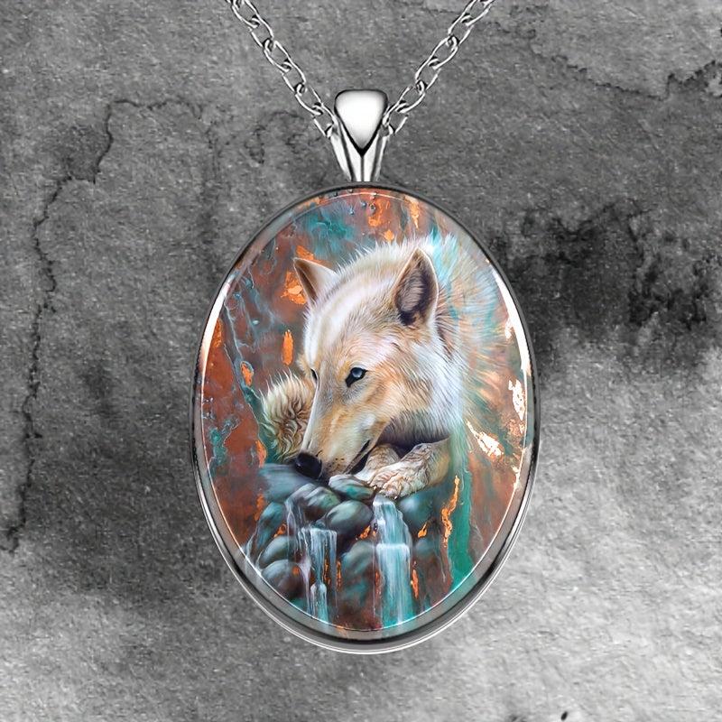 Wolf Round Pendant Necklace Hip Hop Animal Necklace Accessories