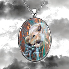 Wolf Round Pendant Necklace Hip Hop Animal Necklace Accessories