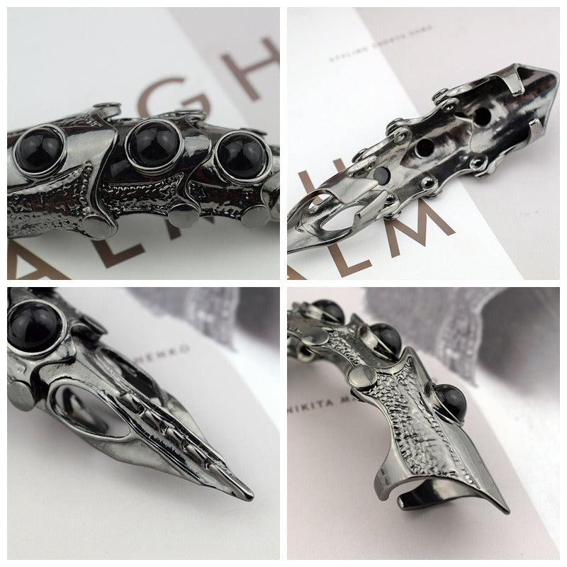 Vintage Punk Skeleton Finger Ring Dragon Claw Knuckle Armor