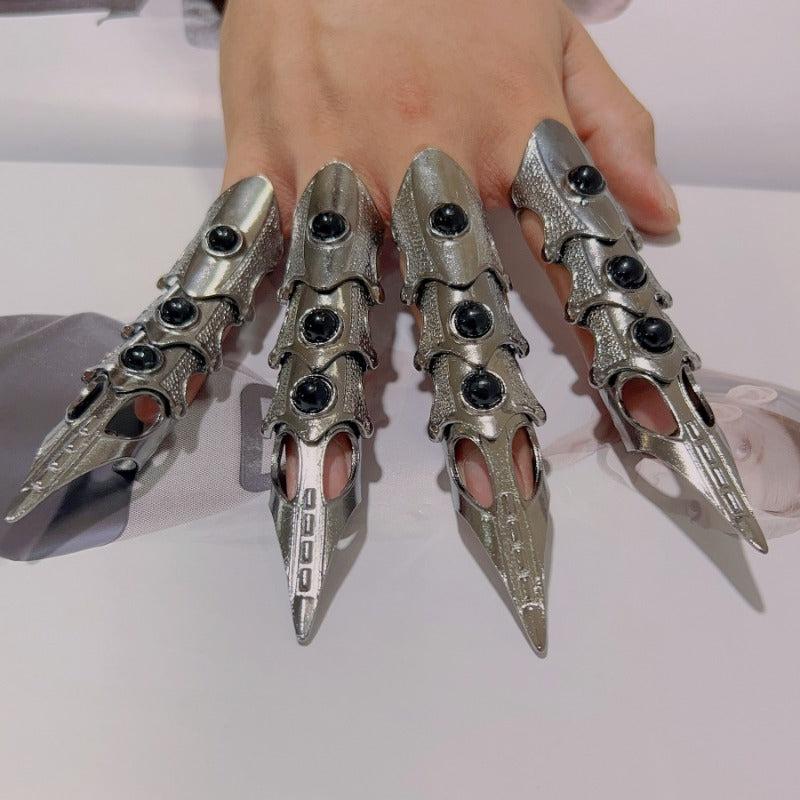 Vintage Punk Skeleton Finger Ring Dragon Claw Knuckle Armor