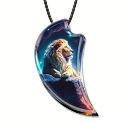 Lion Resin Pendant Necklace for Anniversary Party