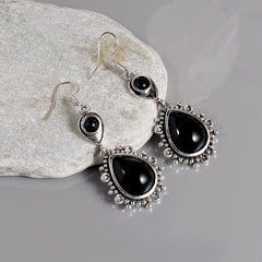 Vintage Stone Drop Earring Geometric Triangle Hollow Ear Jewelry For Women Girls