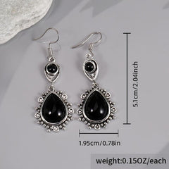 Vintage Stone Drop Earring Geometric Triangle Hollow Ear Jewelry For Women Girls