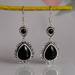 Vintage Stone Drop Earring Geometric Triangle Hollow Ear Jewelry For Women Girls