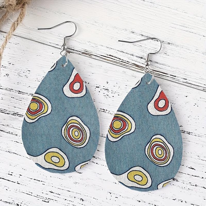 Irregular Circles PU Leather Earrings Women Accessories