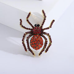 Vintage Alloy Halloween Brooch Green & Red Spider Novelty Scarf Clasp Gift