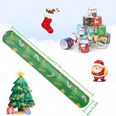 24pcs Xmas Slap Bracelets Santa Elk Snowflake Print Snap Bands for Party Favors