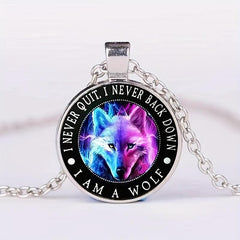 Round Wolf Crystal Bead Pendant Necklace Gift for Birthday Wedding Anniversary