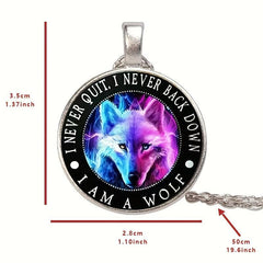 Round Wolf Crystal Bead Pendant Necklace Gift for Birthday Wedding Anniversary