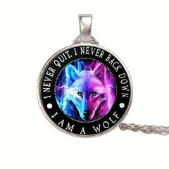 Round Wolf Crystal Bead Pendant Necklace Gift for Birthday Wedding Anniversary