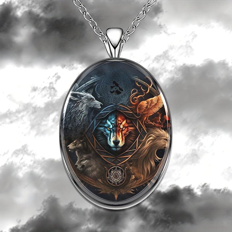 Wolf Head Pendant Necklace Christmas Halloween Gift For Men Women