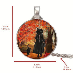 Creative Witch With Cat Crystal Pendant Halloween Toy Gift For Kids