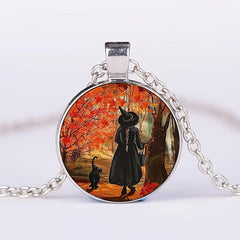 Creative Witch With Cat Crystal Pendant Halloween Toy Gift For Kids