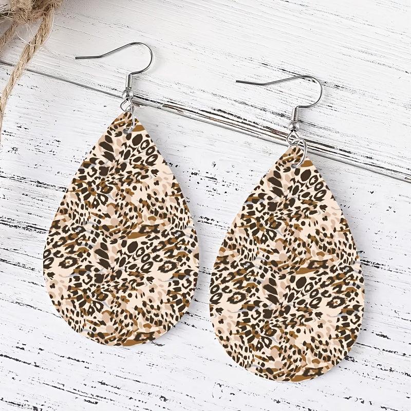 Leopard Print Leather Earrings Daily Wear Jewelry