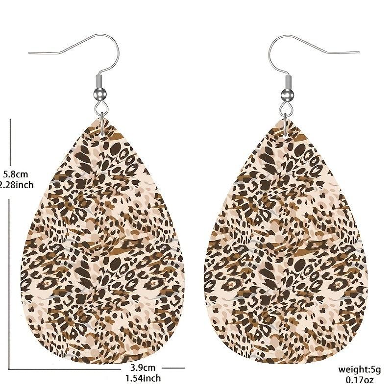 Leopard Print Leather Earrings Daily Wear Jewelry