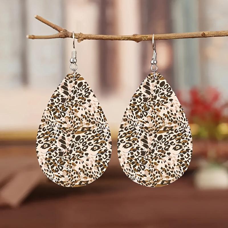 Leopard Print Leather Earrings Daily Wear Jewelry