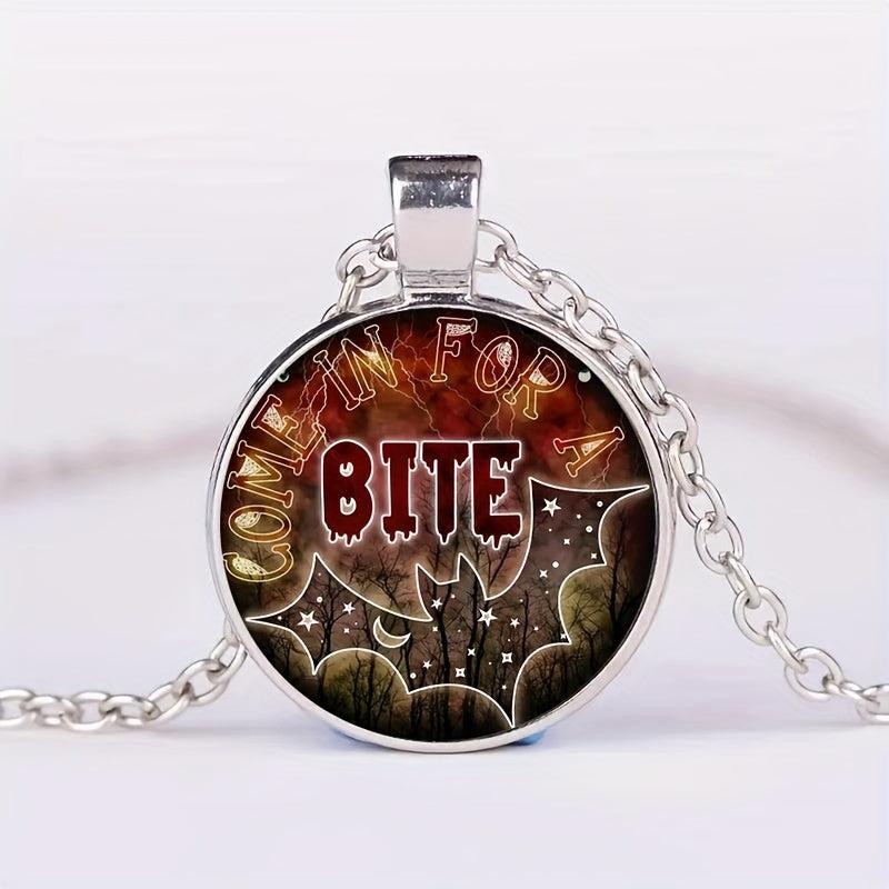 Funny Bat Crystal Pendant Necklace Halloween Gift For Kids