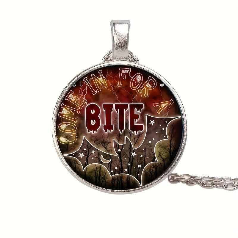 Funny Bat Crystal Pendant Necklace Halloween Gift For Kids