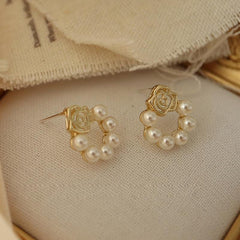 Petal Pearl Stud Earrings Ladies Pearl Earrings Beautiful Jewelry