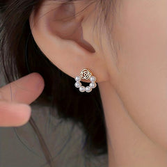 Petal Pearl Stud Earrings Ladies Pearl Earrings Beautiful Jewelry