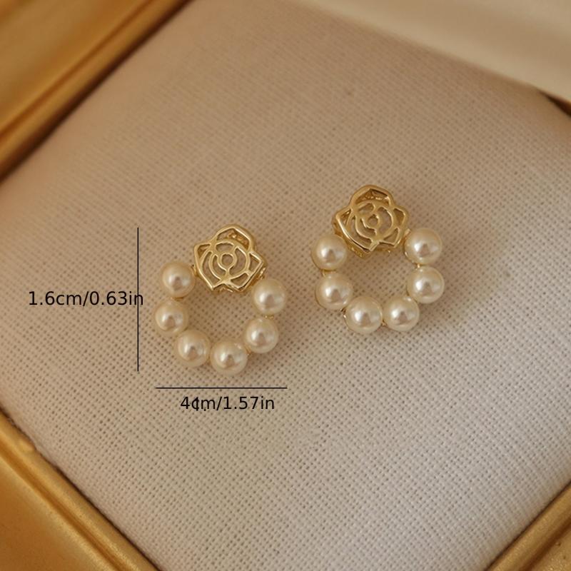 Petal Pearl Stud Earrings Ladies Pearl Earrings Beautiful Jewelry