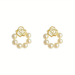 Petal Pearl Stud Earrings Ladies Pearl Earrings Beautiful Jewelry