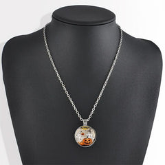 Ghost Pumpkin Head Crystal Pendant Necklace Halloween Toy Gift for Kids