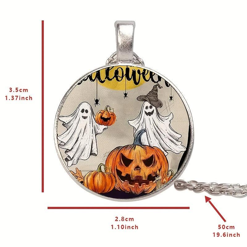 Ghost Pumpkin Head Crystal Pendant Necklace Halloween Toy Gift for Kids