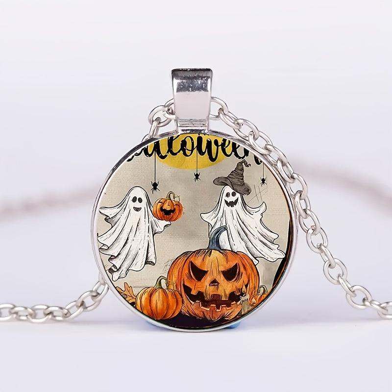 Ghost Pumpkin Head Crystal Pendant Necklace Halloween Toy Gift for Kids