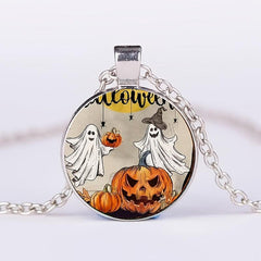 Ghost Pumpkin Head Crystal Pendant Necklace Halloween Toy Gift for Kids
