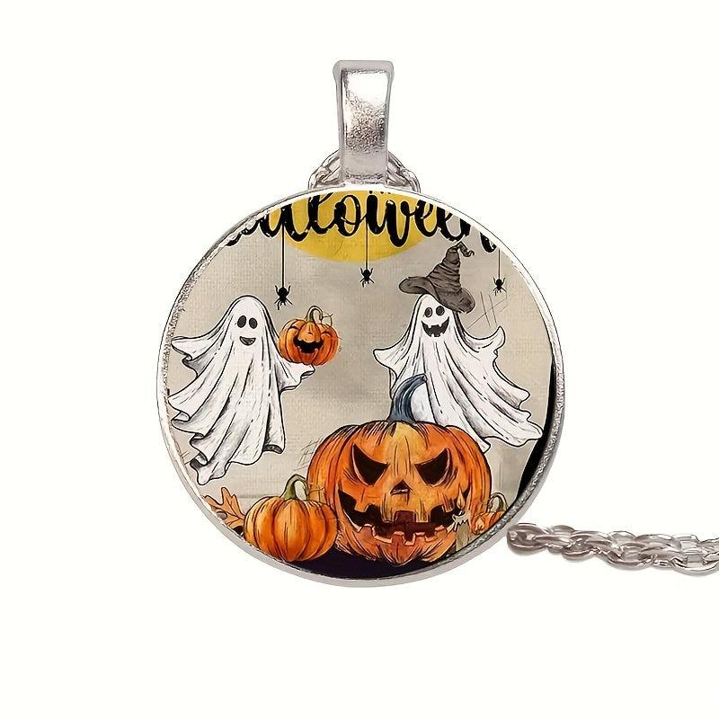 Ghost Pumpkin Head Crystal Pendant Necklace Halloween Toy Gift for Kids