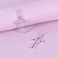 Vintage Hip Hop Cutout Cross Earrings for Men and Women