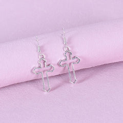 Vintage Hip Hop Cutout Cross Earrings for Men and Women